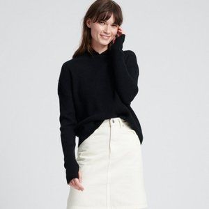 New Naadam Black Luxe Cashmere Ribbed Hoodie XS